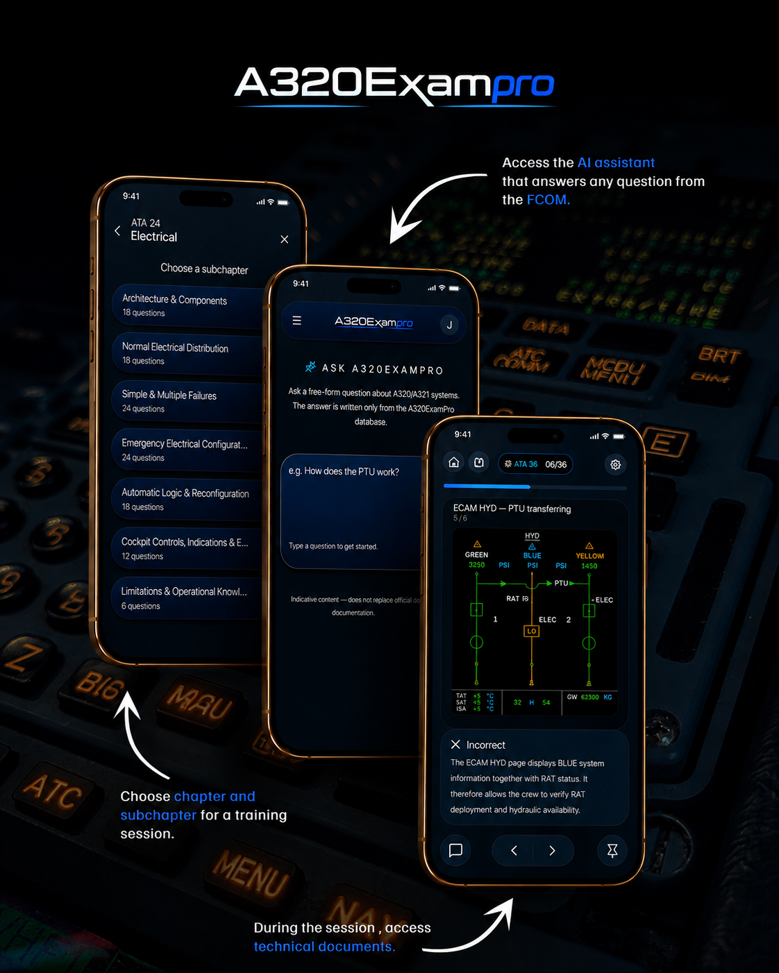Mockup ordinateur et smartphone — A320ExamPro — Application d'apprentissage